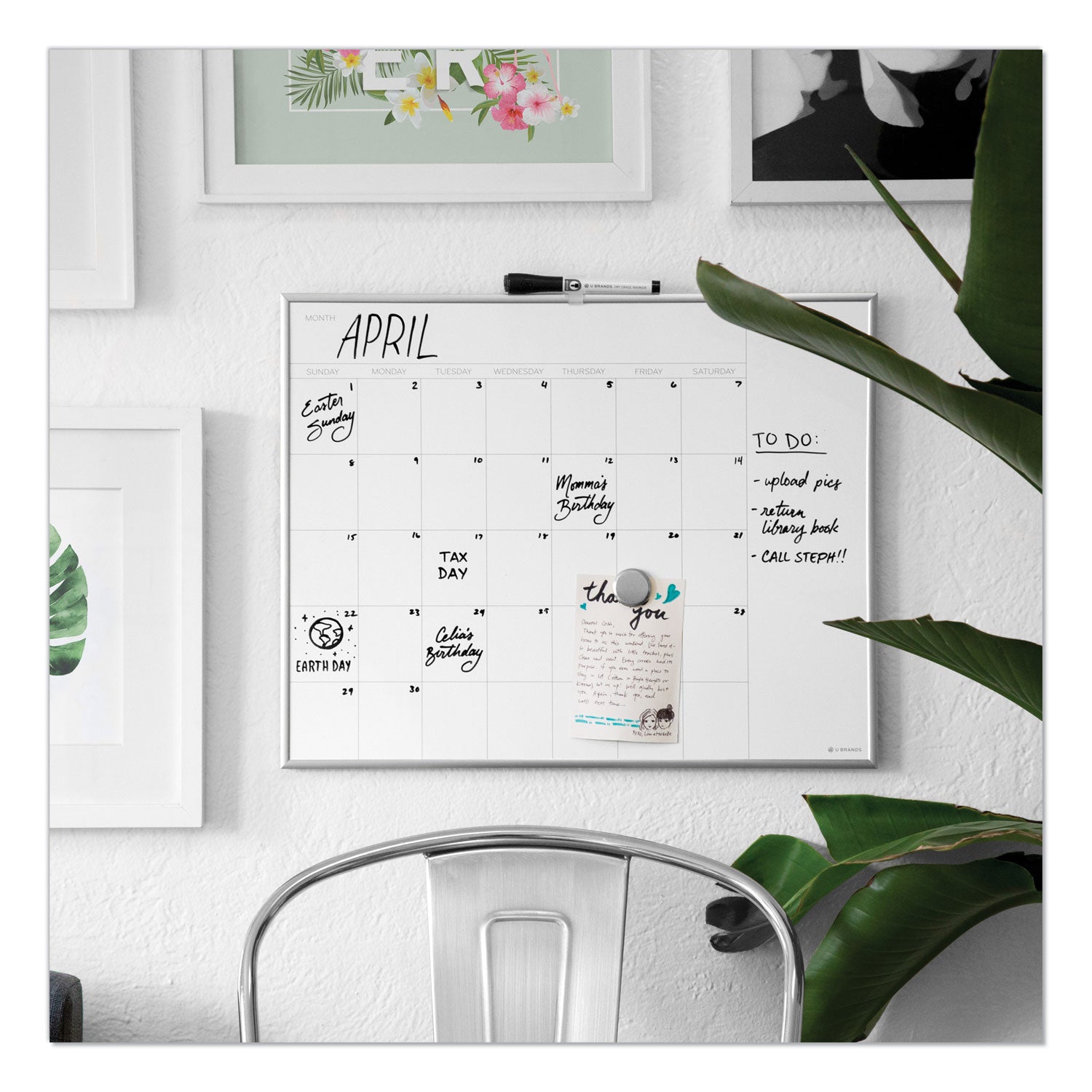 magnetic-dry-erase-board-undated-one-month-20-x-16-white-surface-silver-aluminum-frame_ubr361u0001 - 2
