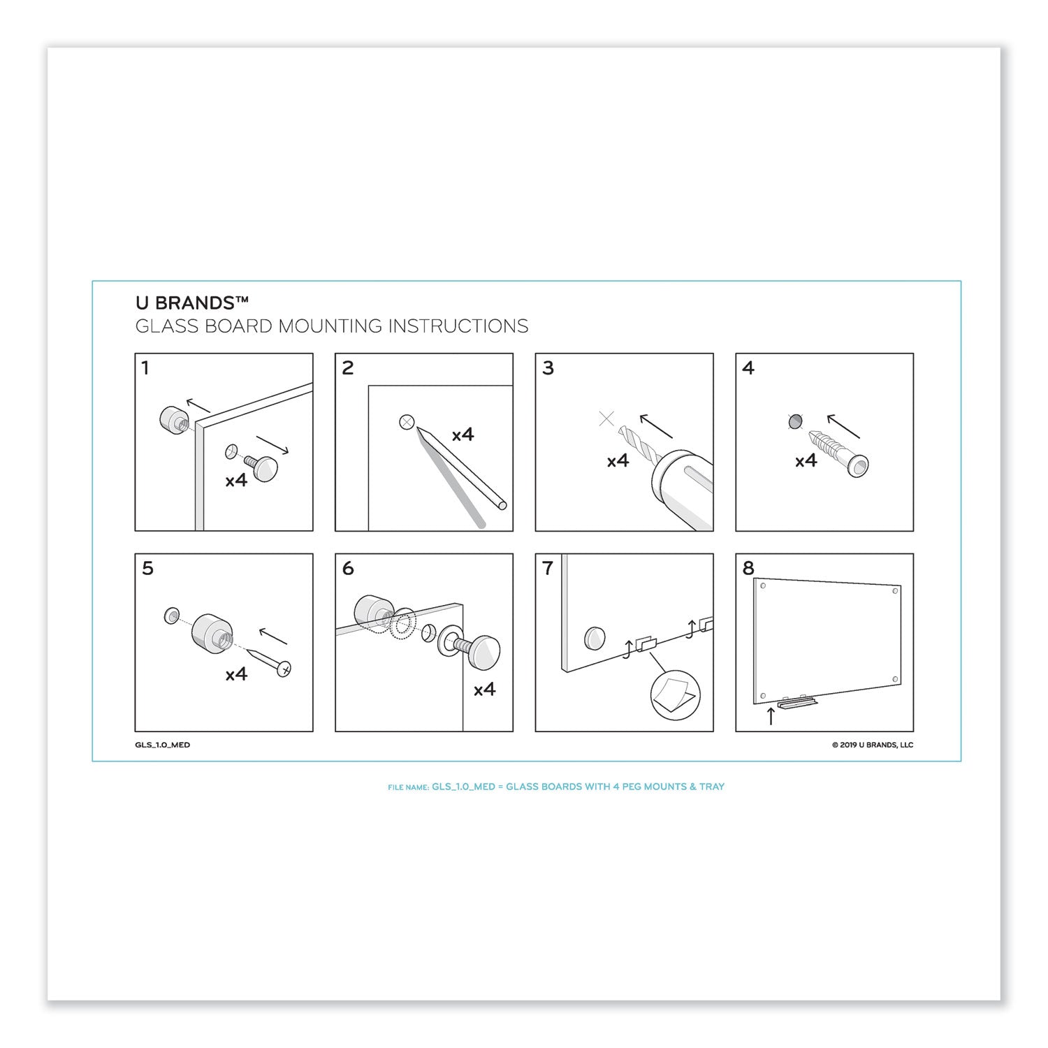 Magnetic Glass Dry Erase Board Value Pack, 47" x 35", Frosted White