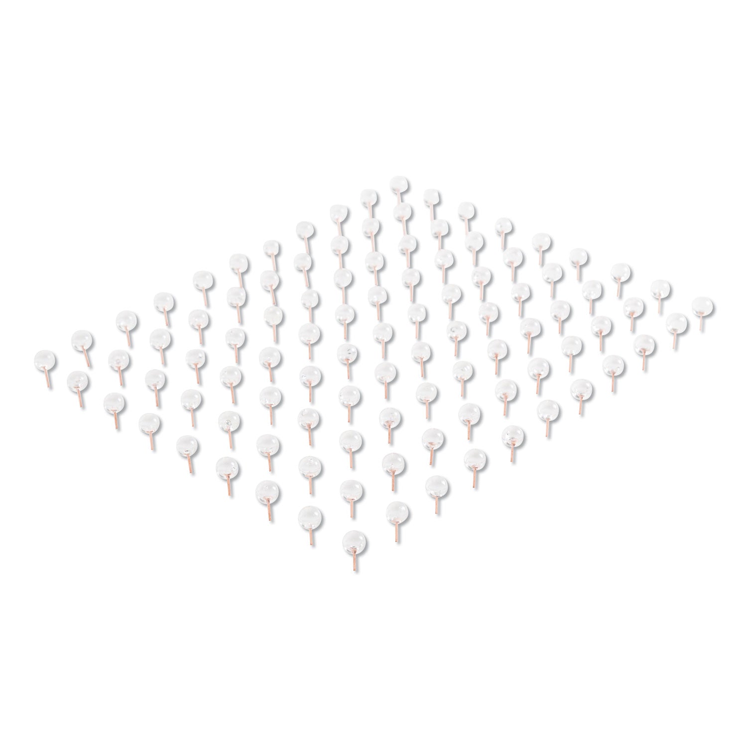Fashion Sphere Push Pins, Plastic, Clear/Rose Gold, 0.44", 100/Pack