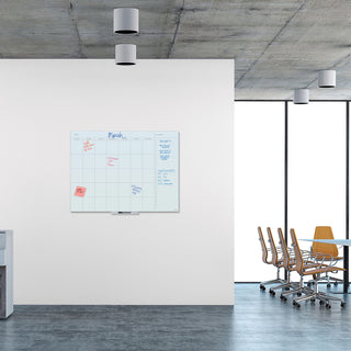 Floating Glass Dry Erase Undated One Month Calendar, 47 x 35, White