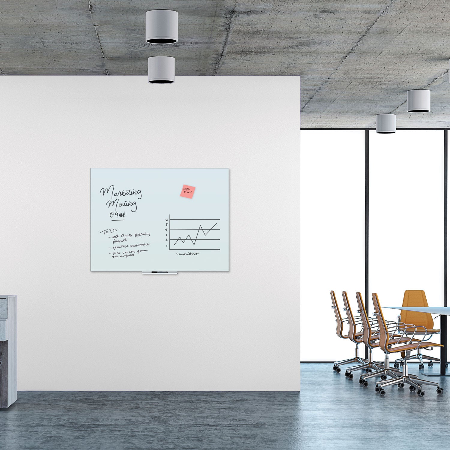 Floating Glass Dry Erase Board, 47 x 35, White