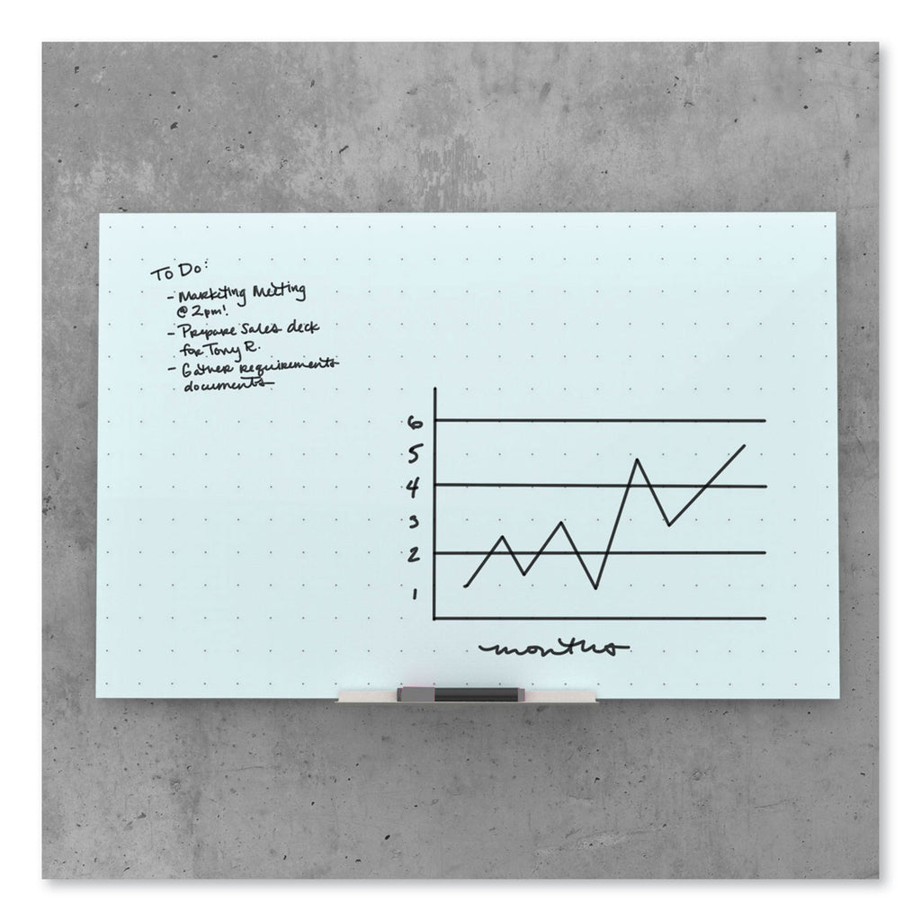Floating Glass Ghost Grid Dry Erase Board, 35 x 23, White