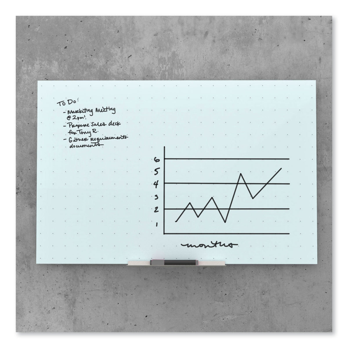 Floating Glass Ghost Grid Dry Erase Board, 35 x 23, White