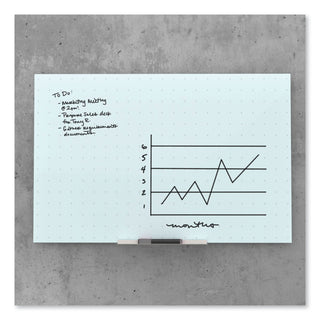 Floating Glass Ghost Grid Dry Erase Board, 35 x 23, White