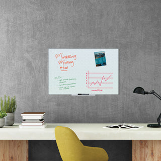 Floating Glass Ghost Grid Dry Erase Board, 35 x 23, White