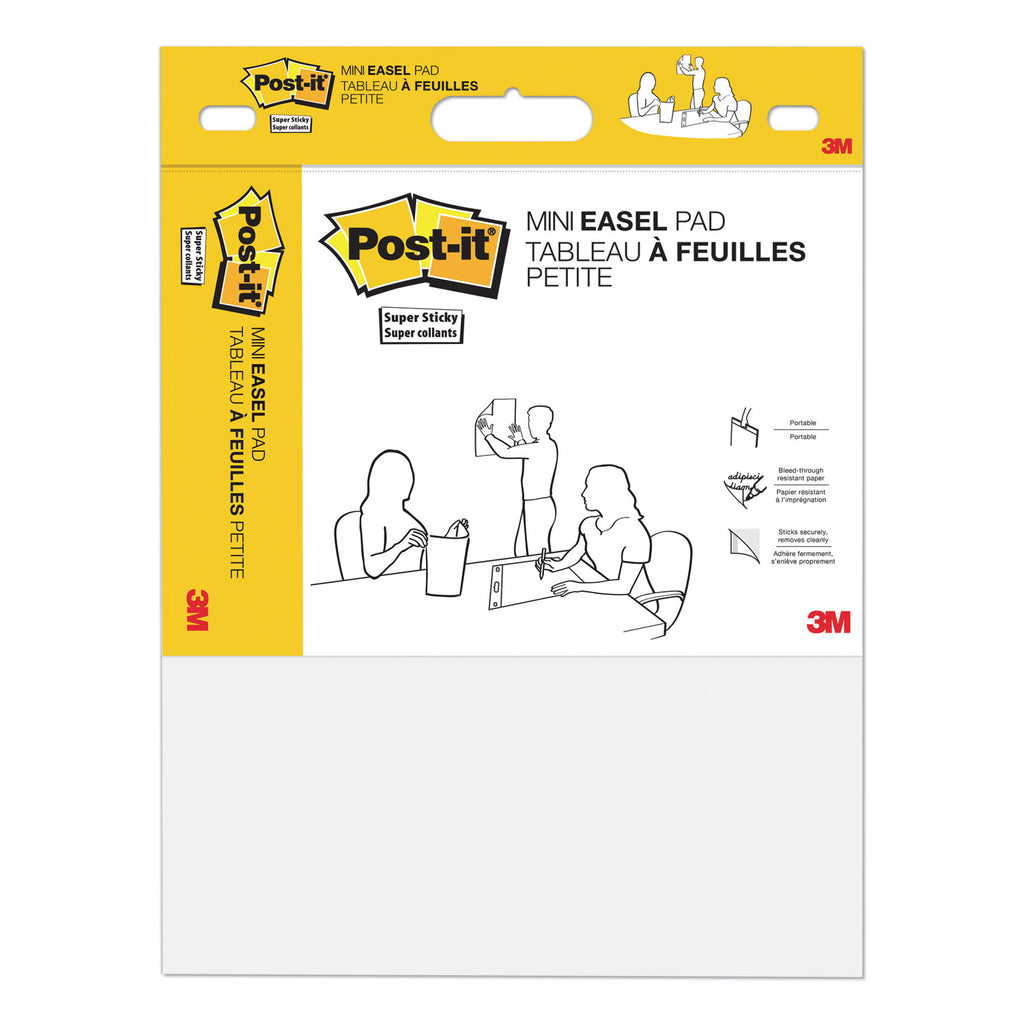 Post-it Post it Super Sticky Mini Easel Pad - 1 Subject(s) - 20 Sheets - Stapled - Portable, Self-stick, Bleed Resistant, Sturdy Back, Built-in Carry Handle - 2 / Pack