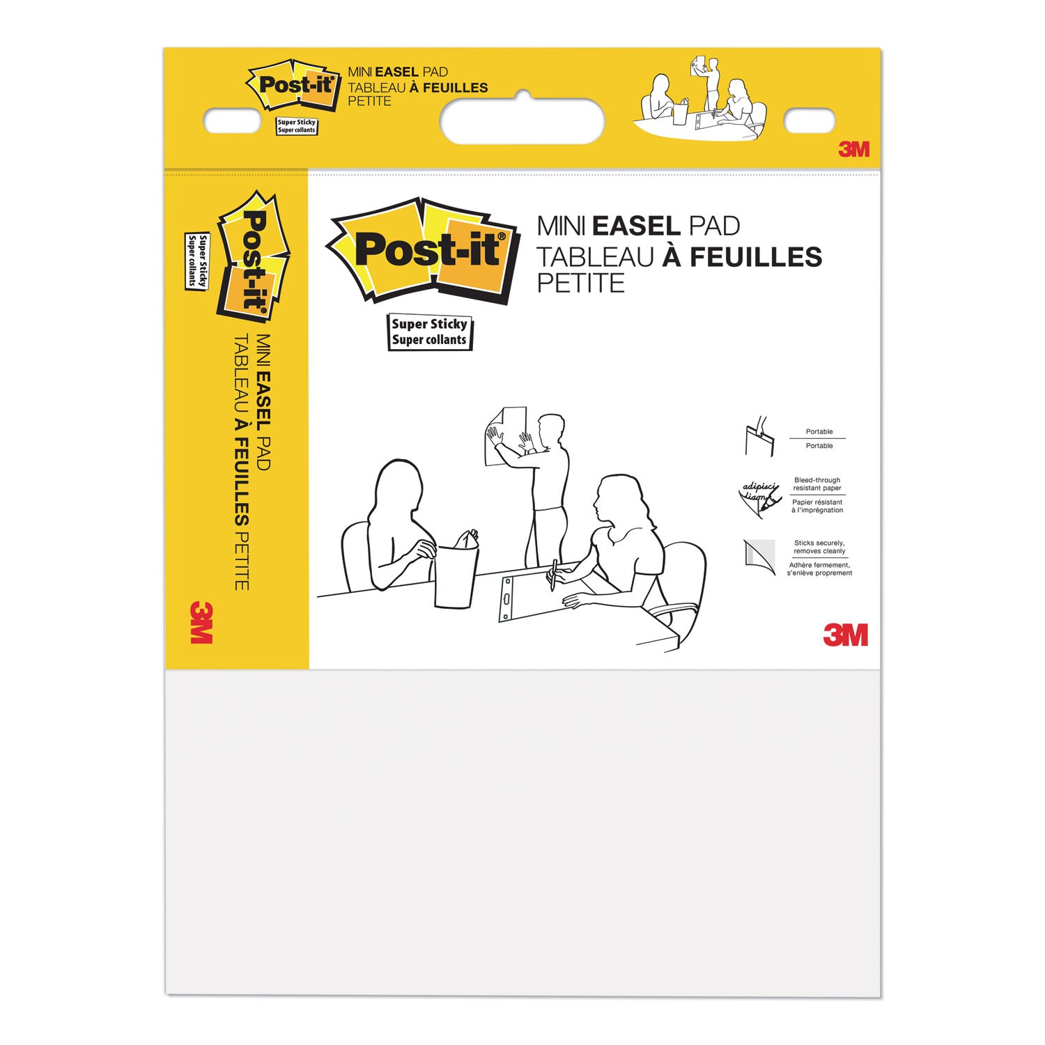 Post-it Post it Super Sticky Mini Easel Pad - 1 Subject(s) - 20 Sheets - Stapled - Portable, Self-stick, Bleed Resistant, Sturdy Back, Built-in Carry Handle - 2 / Pack