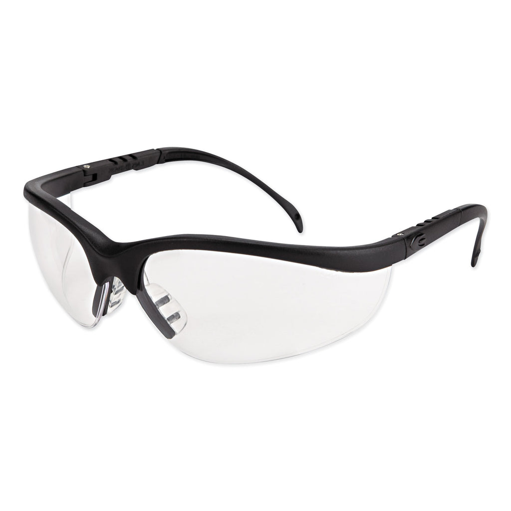 Blackjack Wraparound Safety Glasses, Chrome Plastic Frame, Clear Lens, 12/Box