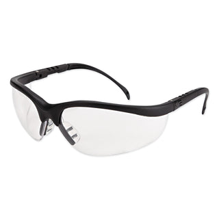 Blackjack Wraparound Safety Glasses, Chrome Plastic Frame, Clear Lens, 12/Box