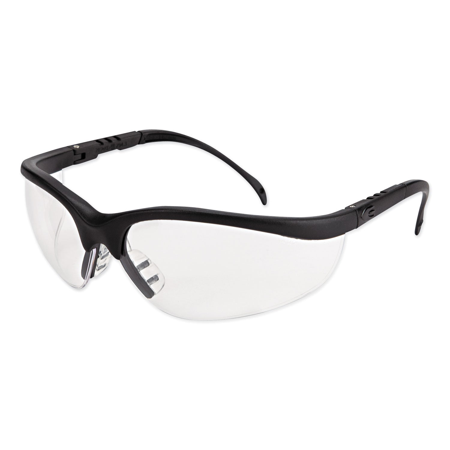 Blackjack Wraparound Safety Glasses, Chrome Plastic Frame, Clear Lens, 12/Box
