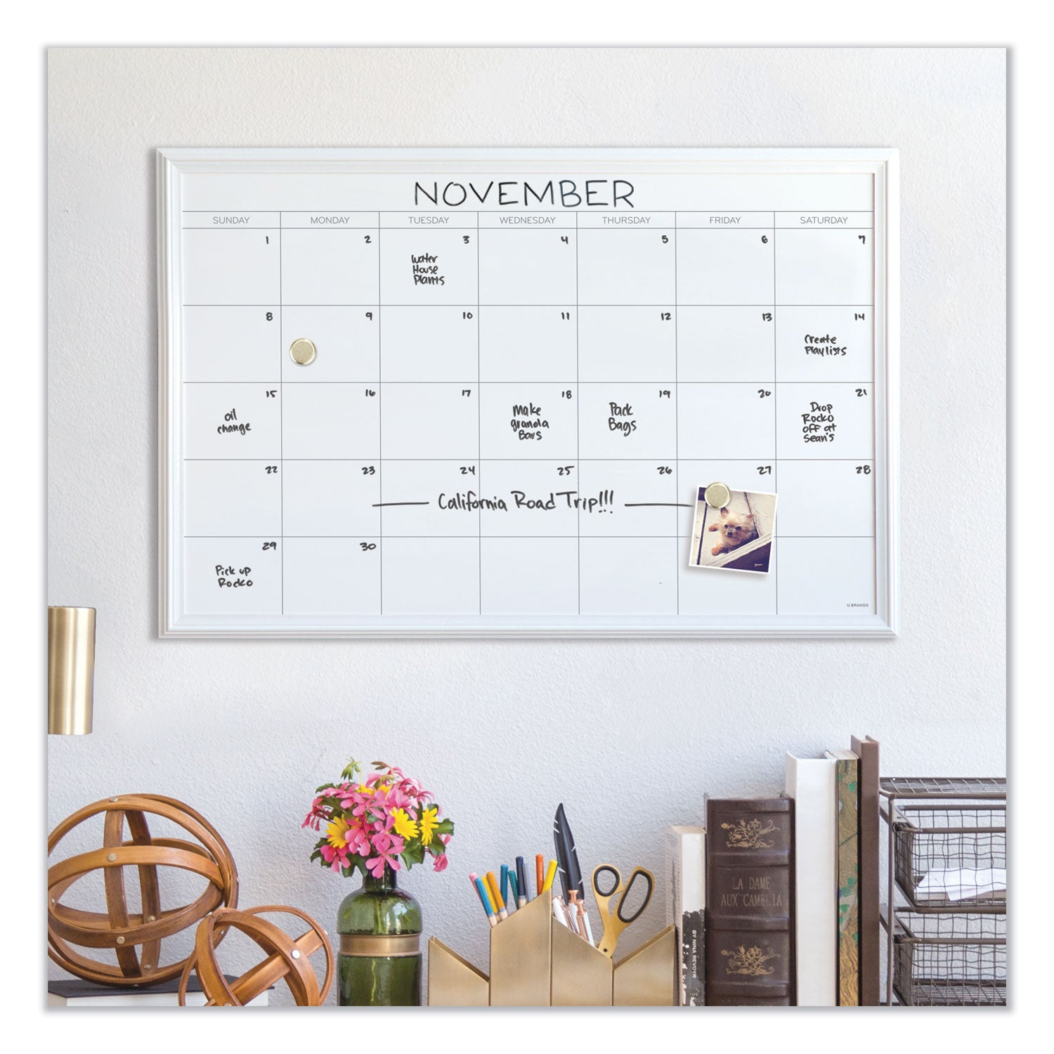 magnetic-dry-erase-calendar-with-decor-frame-one-month-30-x-20-white-surface-white-wood-frame_ubr2075u0001 - 2