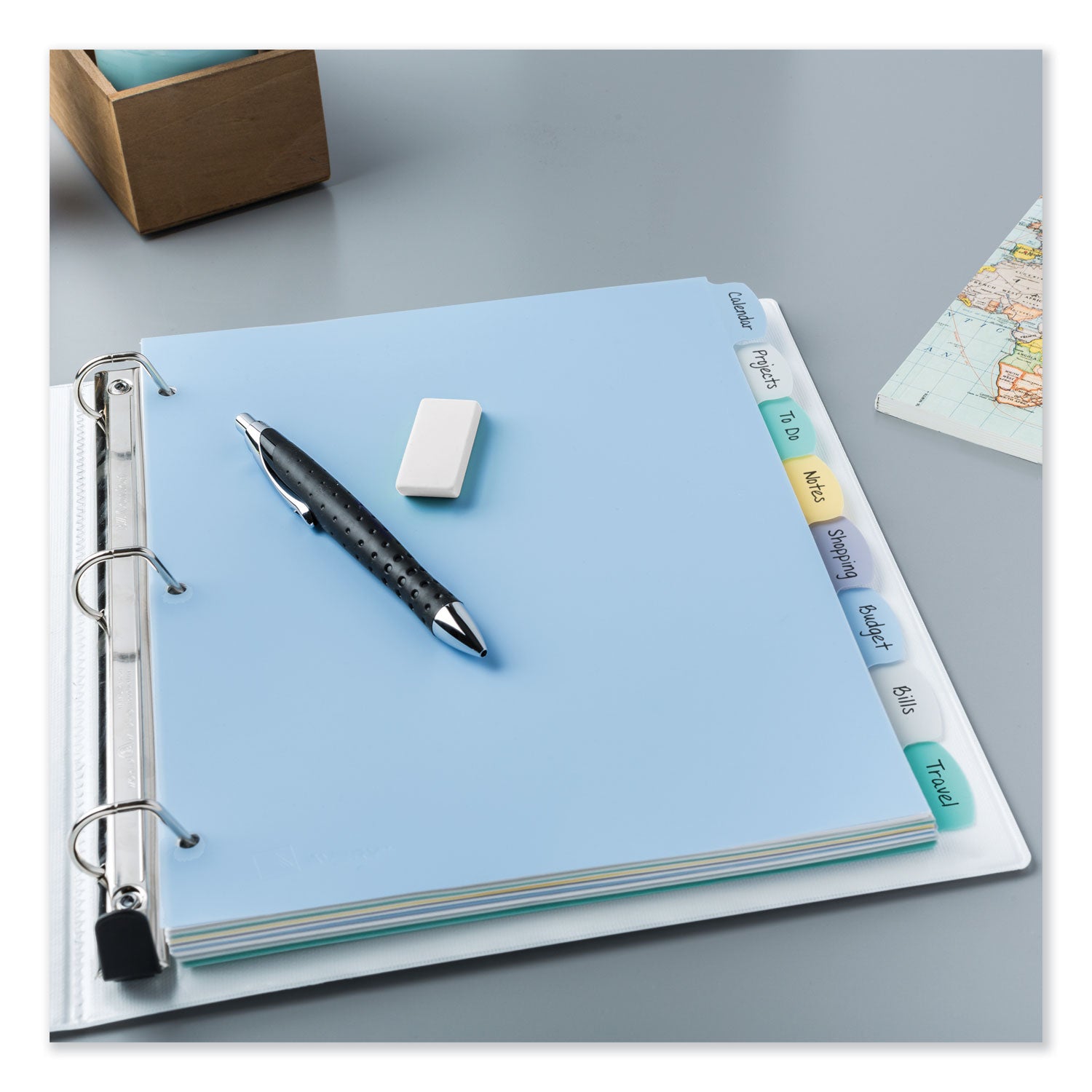 Write and Erase Big Tab Durable Plastic Dividers, 3-Hole Punched, 8-Tab, 11 x 8.5, Assorted, 1 Set