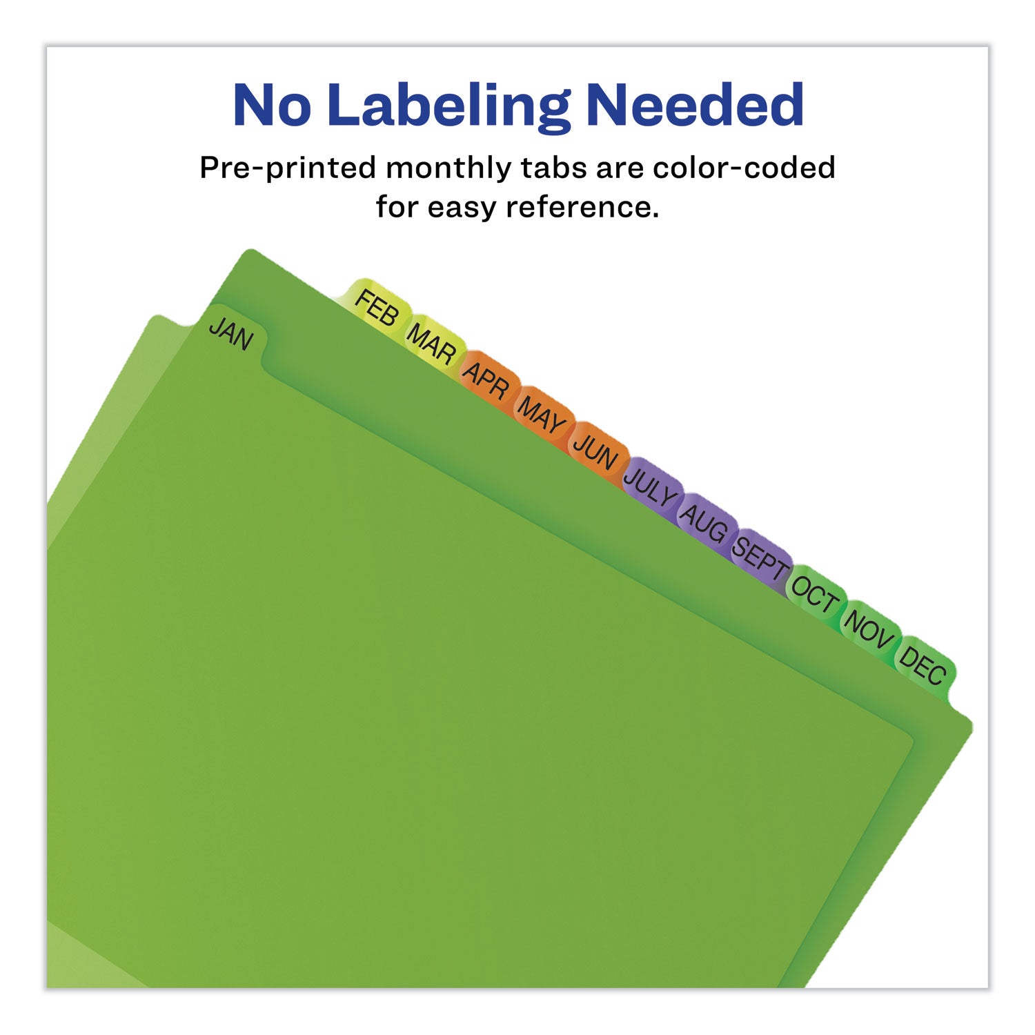 Durable Preprinted Plastic Tab Dividers, 12-Tab, Jan. to Dec., 11 x 8.5, Assorted, 1 Set - 