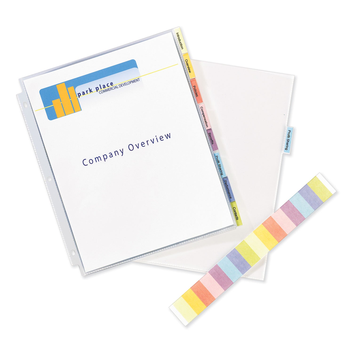 Protect 'n Tab Top-Load Clear Sheet Protectors w/Eight Tabs, Letter - 