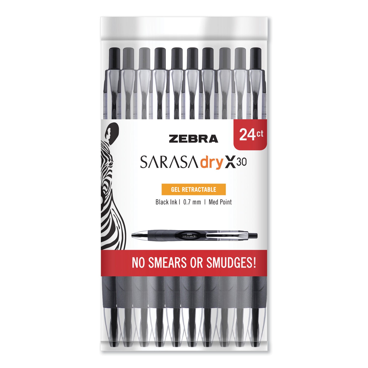 sarasa-dry-gel-x30-gel-pen-retractable-medium-07-mm-black-ink-black-silver-barrel-24-pack_zeb47024 - 2