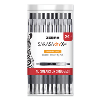 sarasa-dry-gel-x30-gel-pen-retractable-medium-07-mm-black-ink-black-silver-barrel-24-pack_zeb47024 - 2