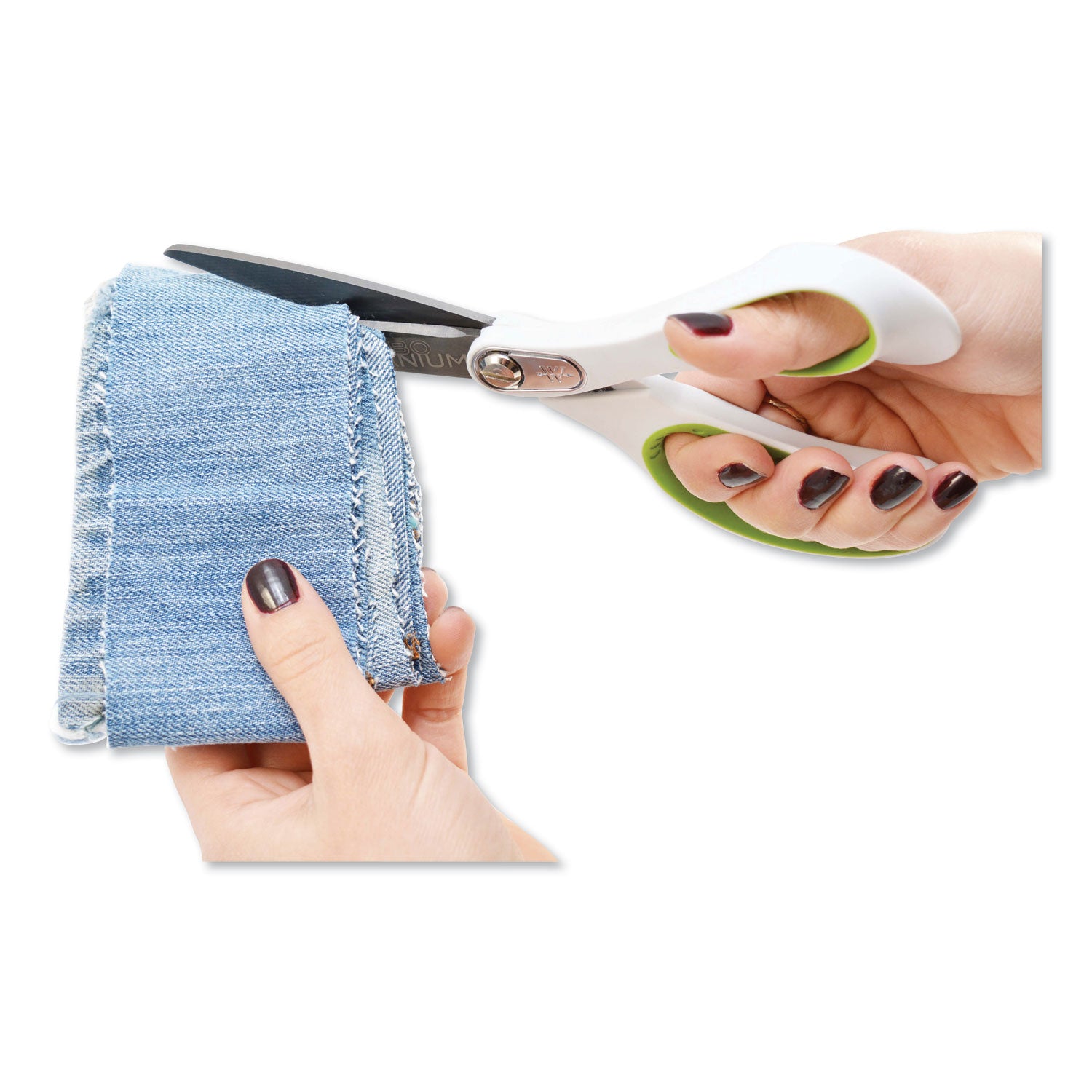 CarboTitanium Bonded Scissors, 8" Long, 3.25" Cut Length, White/Green Straight Handle
