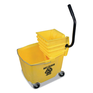 Side-Press Squeeze Wringer/Plastic Bucket Combo, 12 to 32 oz, Yellow