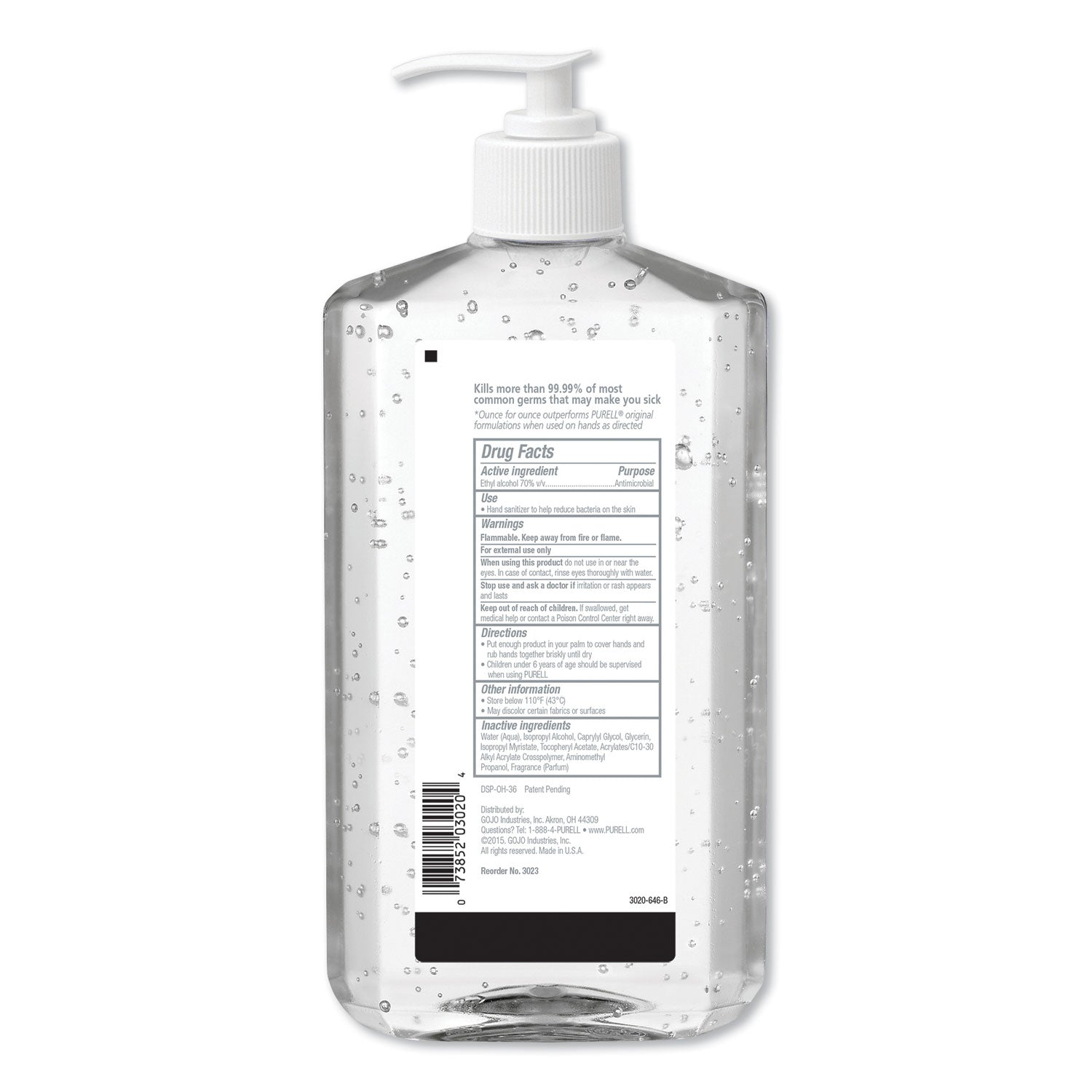 Advanced Hand Sanitizer Refreshing Gel, 20 oz Pump Bottle, Clean Scent - 