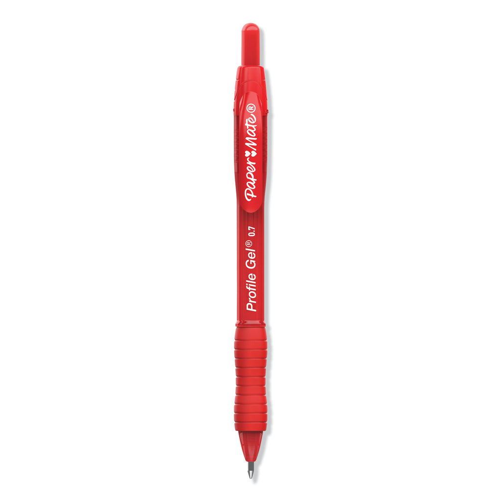 Profile Gel Pen, Retractable, Medium 0.7 mm, Red Ink, Translucent Red Barrel, Dozen