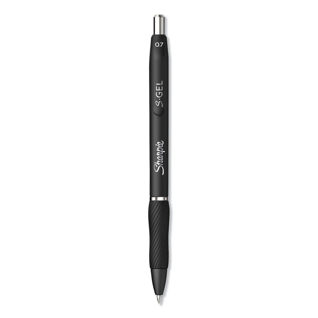 S-Gel High-Performance Gel Pen, Retractable, Medium 0.7 mm, Black Ink, Black Barrel, Dozen