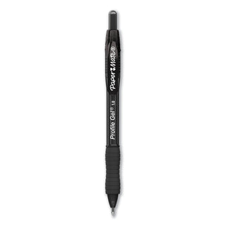 Profile Gel Pen, Retractable, Bold 1 mm, Black Ink, Translucent Black Barrel, Dozen