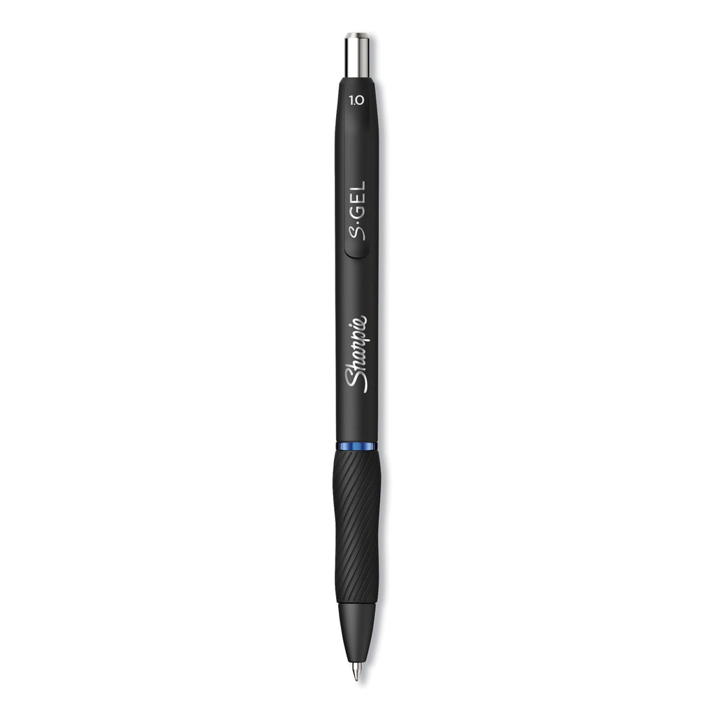 S-Gel High-Performance Gel Pen, Retractable, Bold 1 mm, Blue Ink, Black Barrel, Dozen
