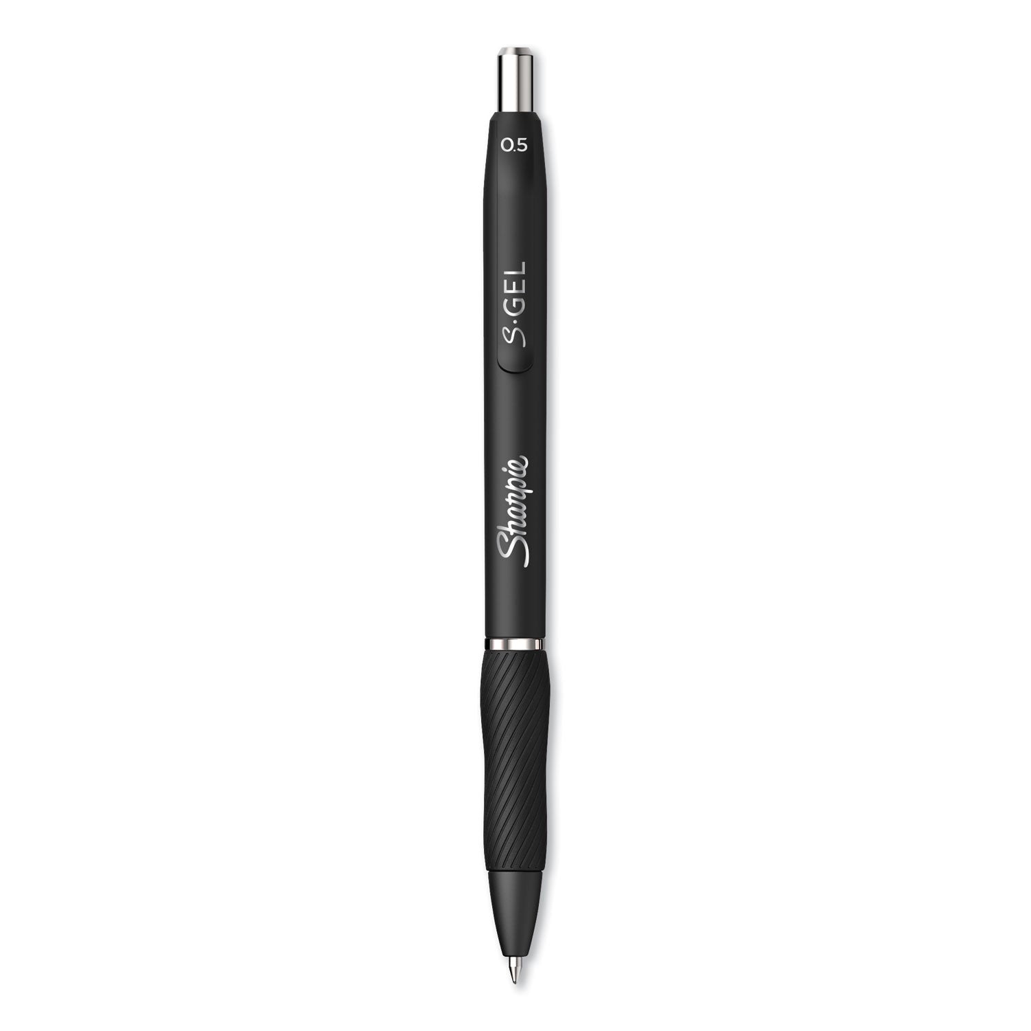 s-gel-high-performance-gel-pen-retractable-fine-05-mm-black-ink-black-barrel-dozen_san2096145 - 1