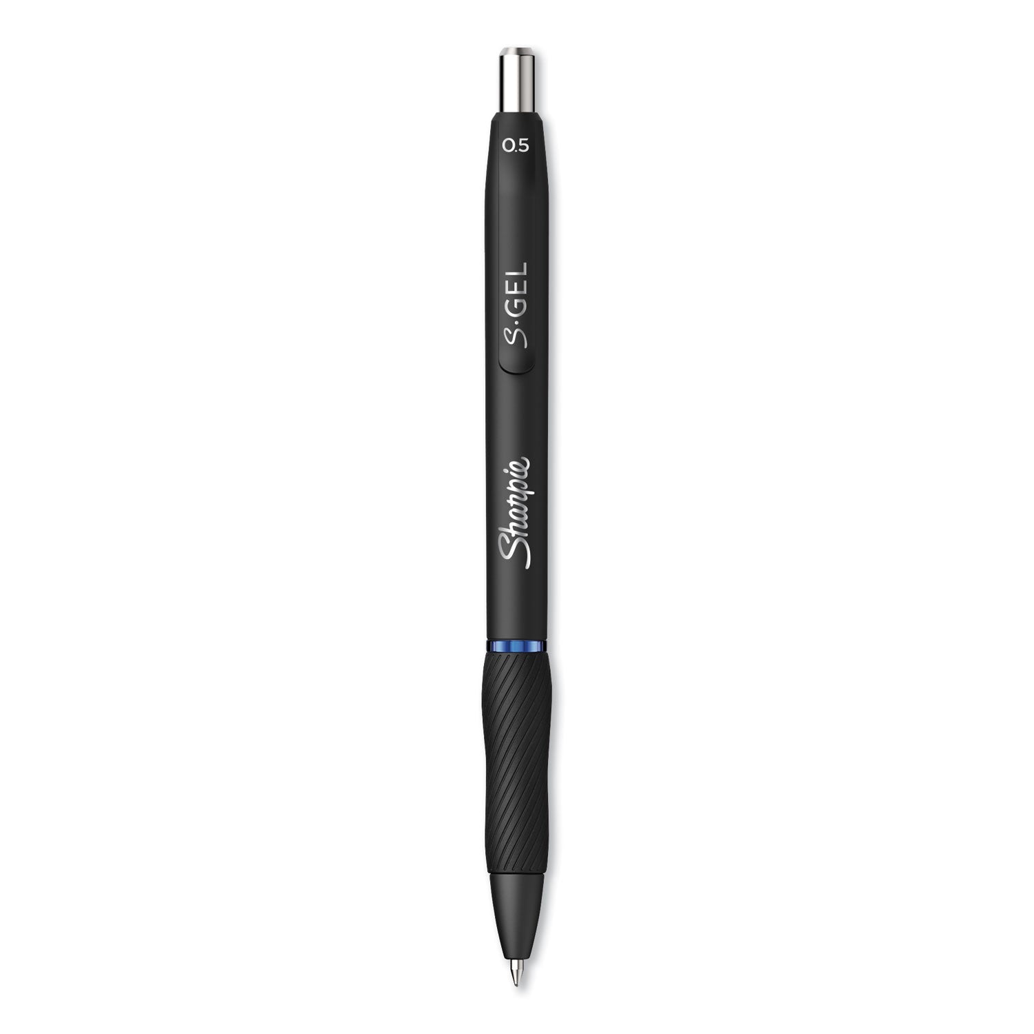 s-gel-high-performance-gel-pen-retractable-fine-05-mm-blue-ink-black-barrel-dozen_san2096146 - 1