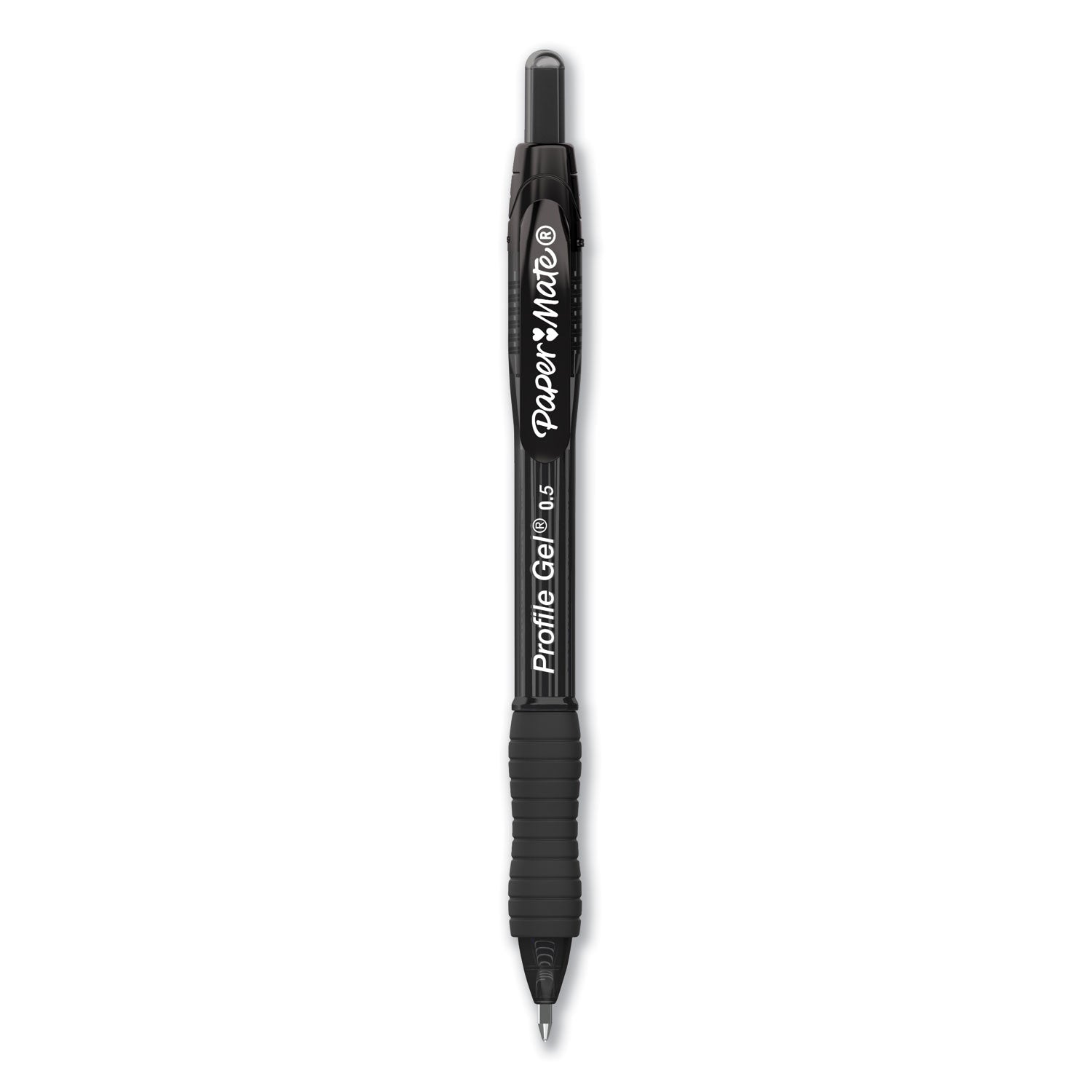 Profile Gel Pen, Retractable, Fine 0.5 mm, Black Ink, Translucent Black Barrel, Dozen