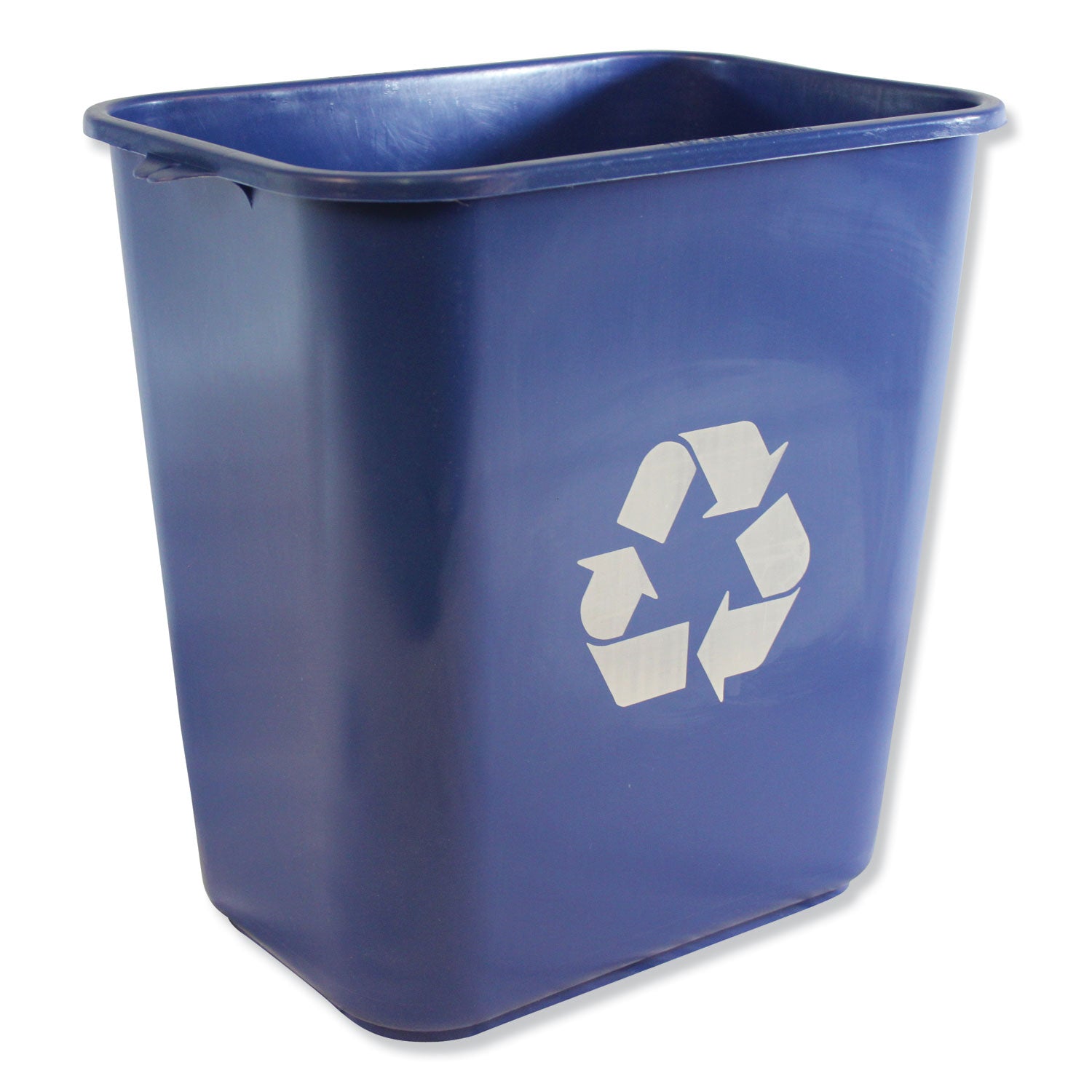 Soft-Sided Recycle Logo Plastic Wastebasket, 28 qt, Polyethylene, Blue - 1