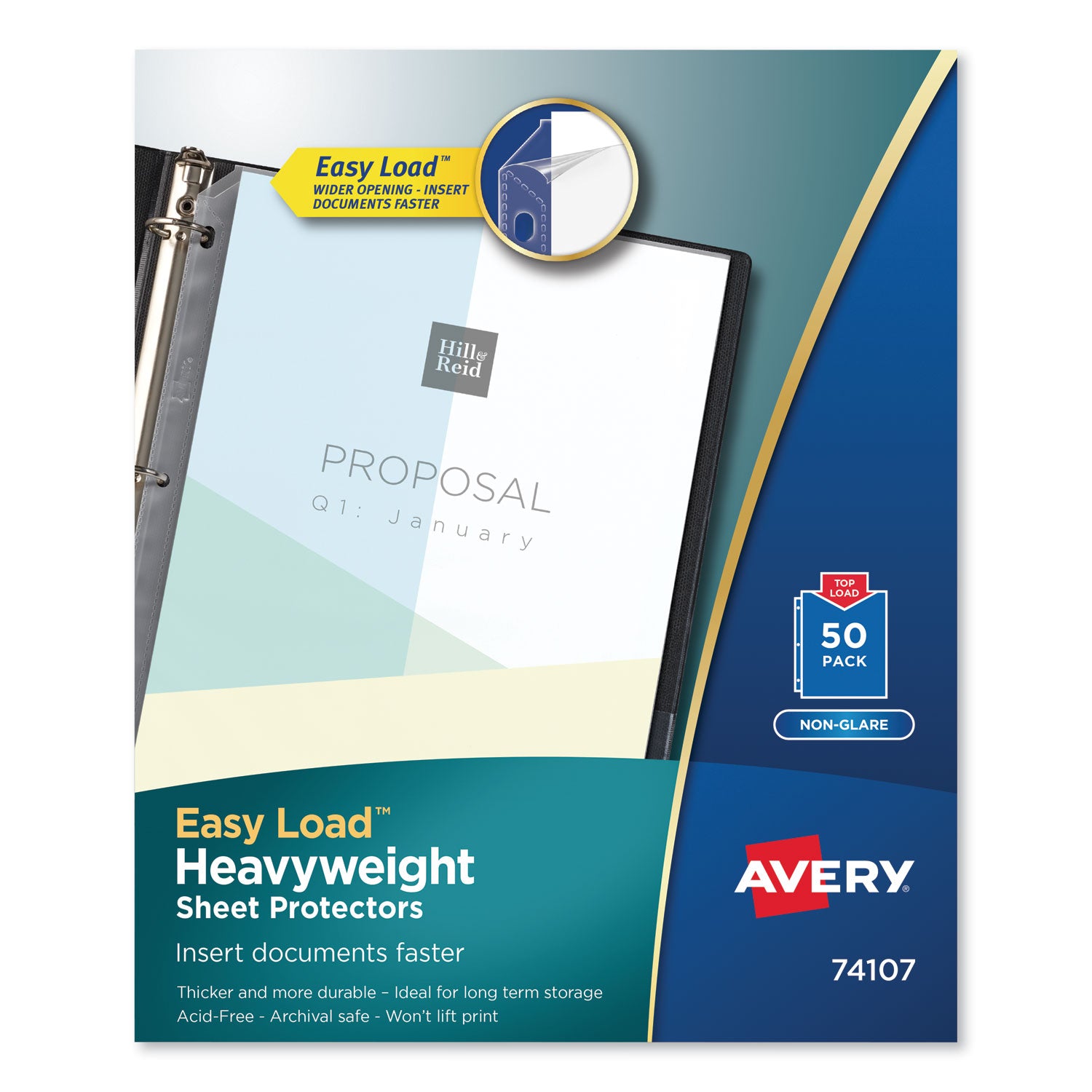 top-load-poly-sheet-protectors-heavy-gauge-letter-nonglare-50-box_ave74107 - 1