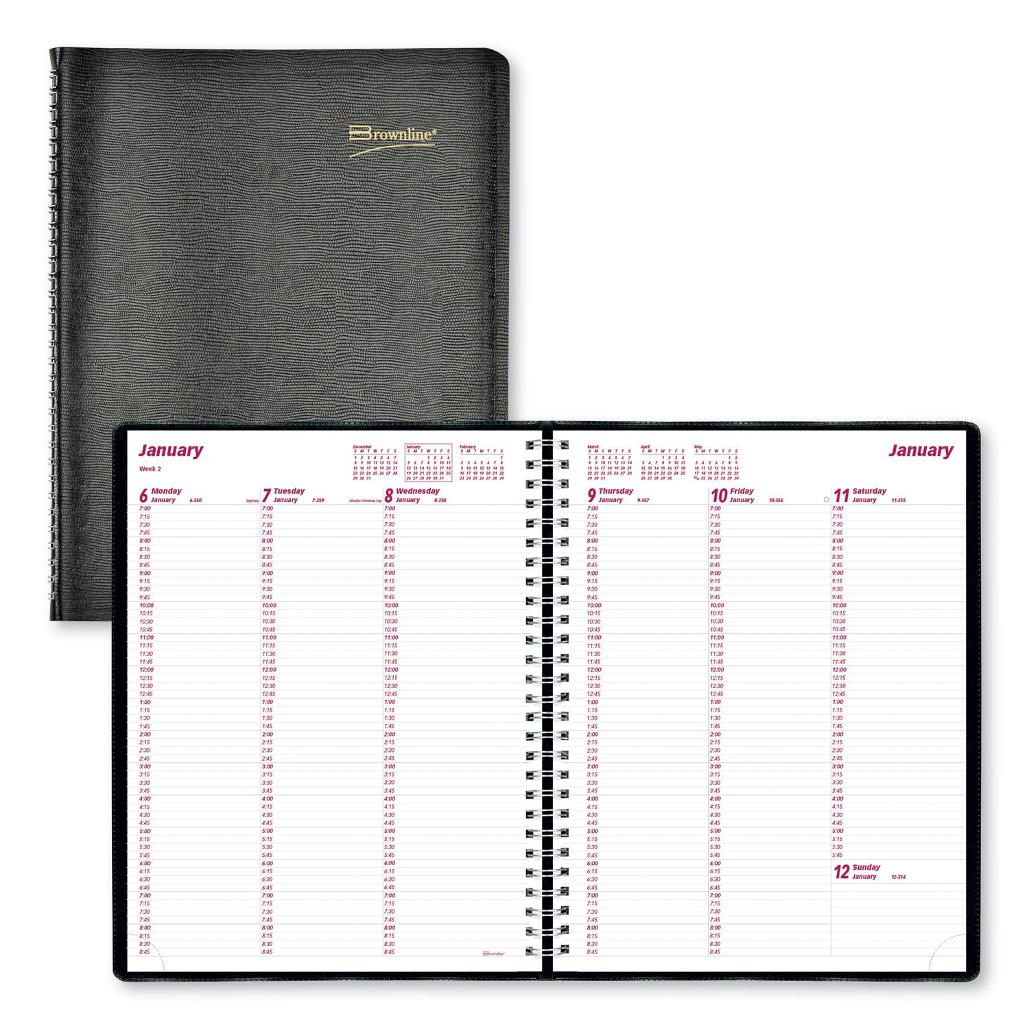 Essential Collection Weekly Appointment Book in Columnar Format, 11 x 8.5, Black Cover, 12-Month (Jan to Dec): 2024