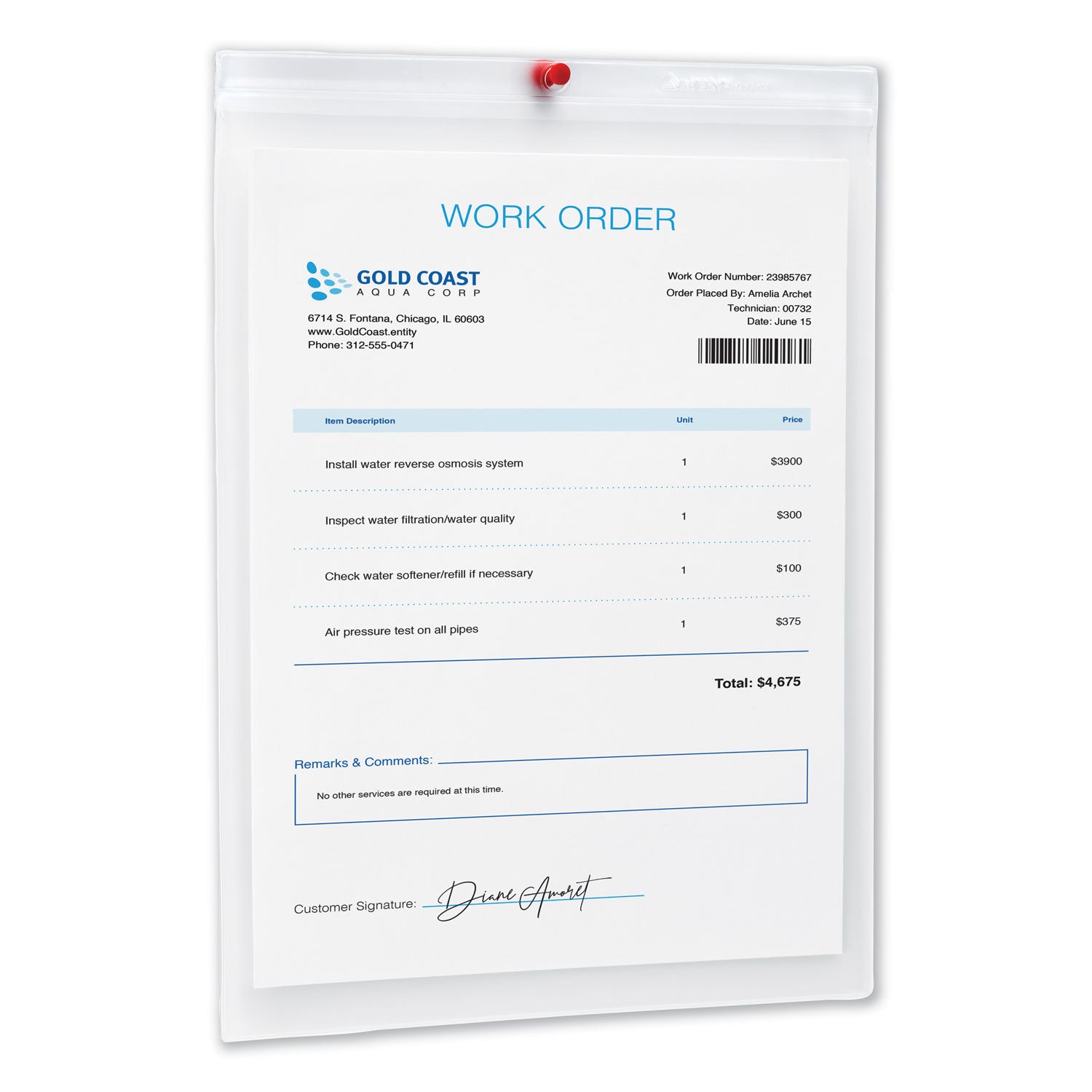 Job Ticket Holders, Heavy Gauge Vinyl, 9 x 12, Clear, 10/Pack - 