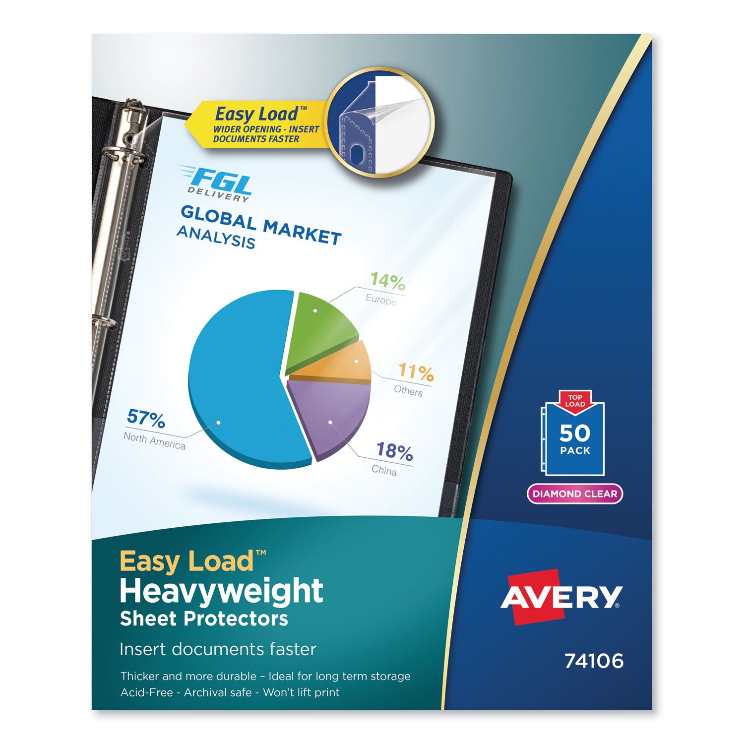 top-load-poly-sheet-protectors-heavy-gauge-letter-diamond-clear-50-box_ave74106 - 1