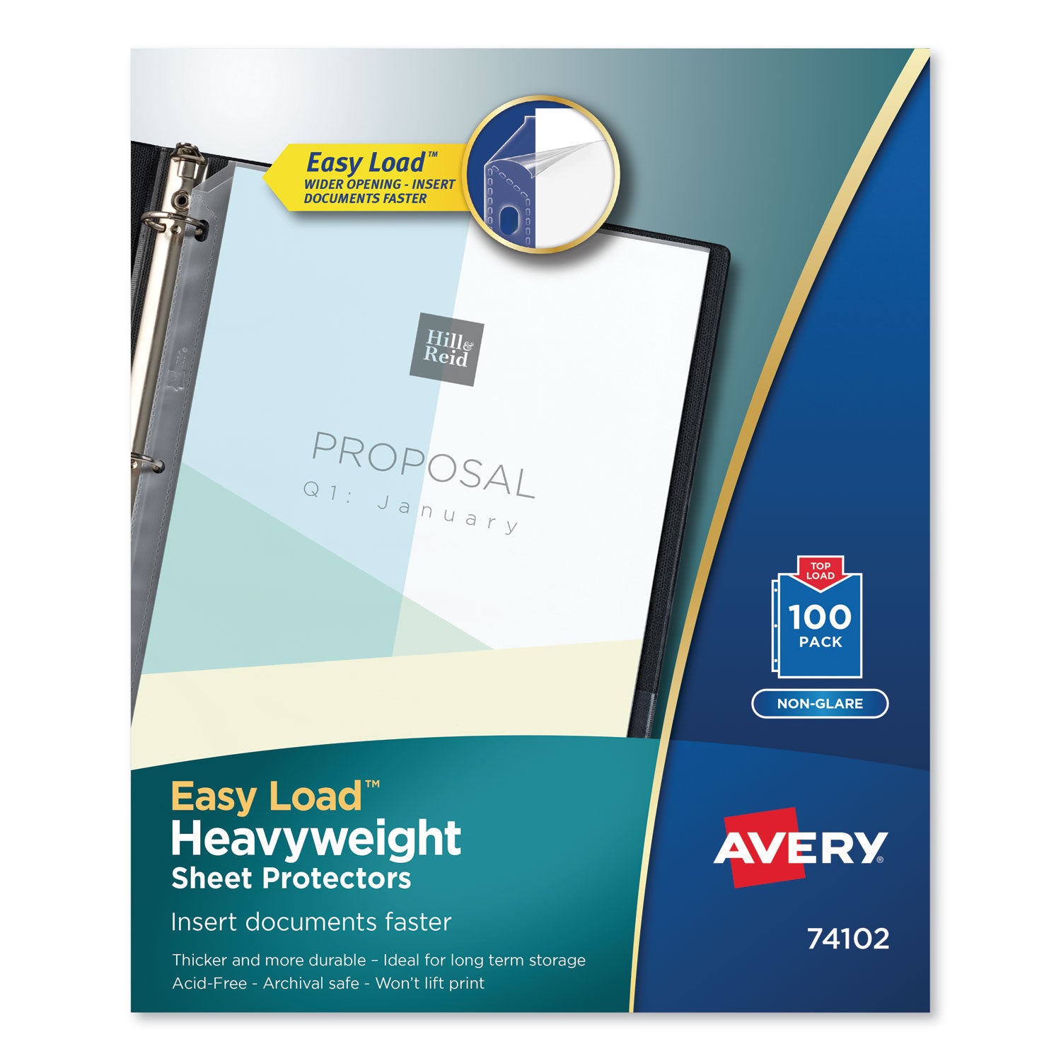 top-load-poly-sheet-protectors-heavy-gauge-letter-nonglare-100-box_ave74102 - 1