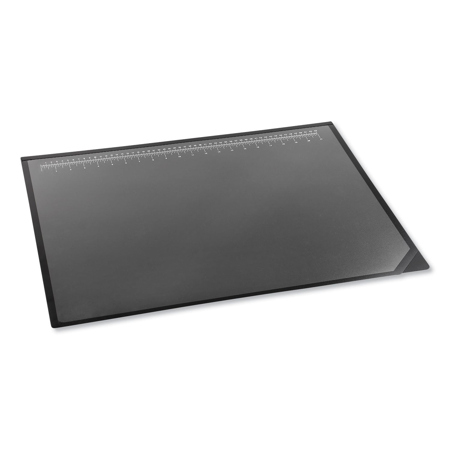 Desk Pad with Transparent Lift-Top Overlay and Antimicrobial Protection, 24" x 19", Black Pad, Transparent Frost Overlay - 