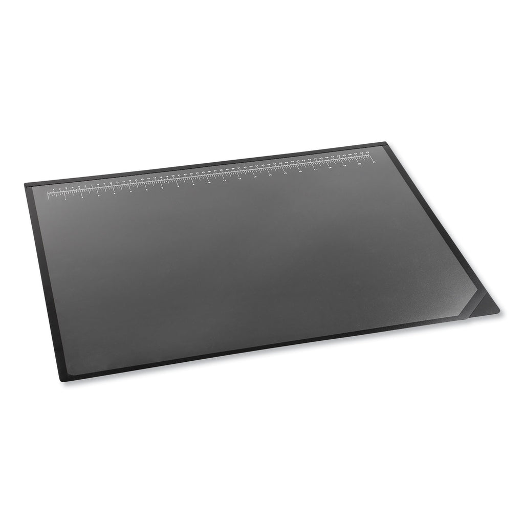 Desk Pad with Transparent Lift-Top Overlay and Antimicrobial Protection, 24" x 19", Black Pad, Transparent Frost Overlay