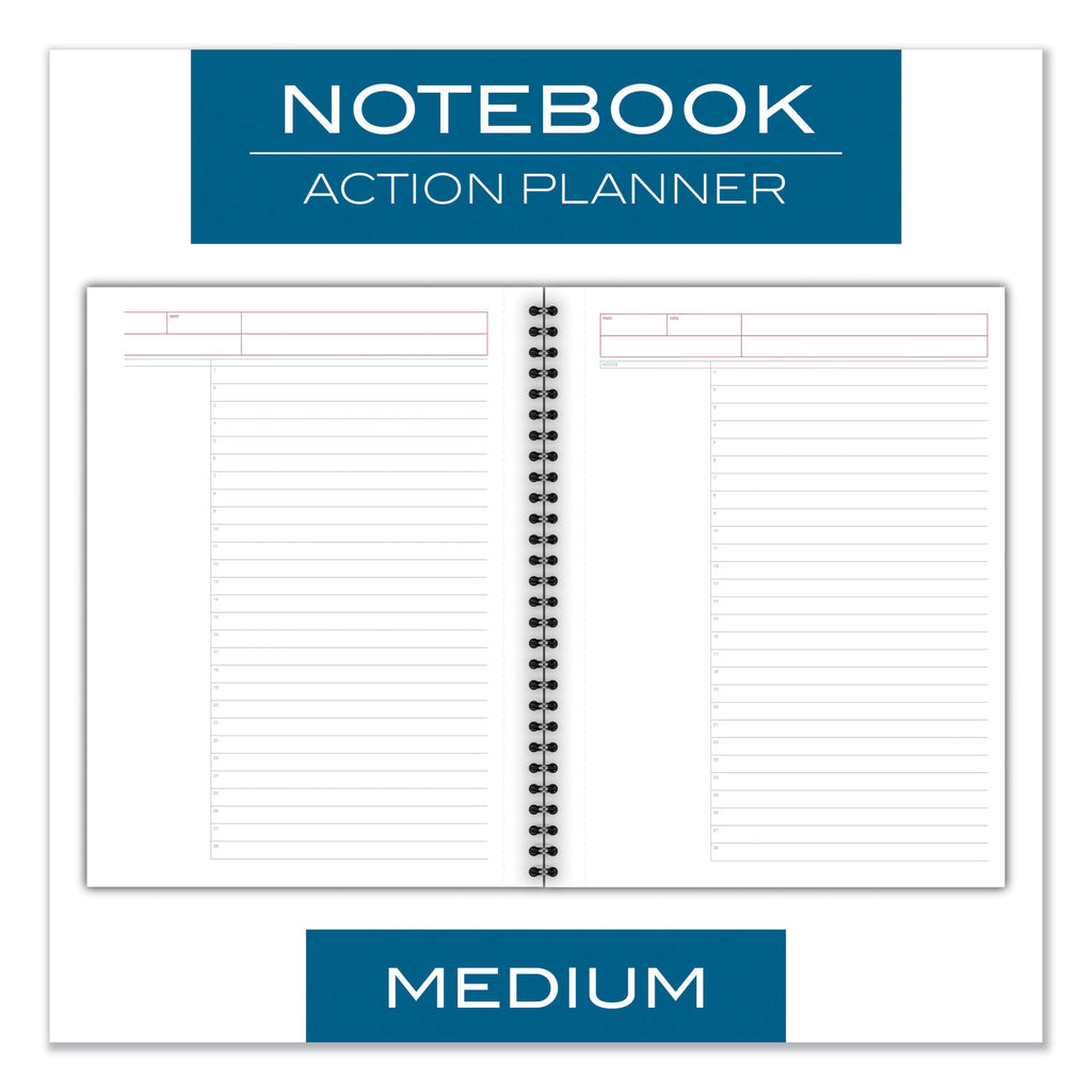 Wirebound Guided Action Planner Notebook, 1-Subject, Project-Management Format, Dark Gray Cover, (80) 9.5 x 7.5 Sheets