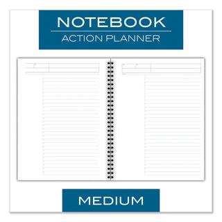 Wirebound Guided Action Planner Notebook, 1-Subject, Project-Management Format, Dark Gray Cover, (80) 9.5 x 7.5 Sheets