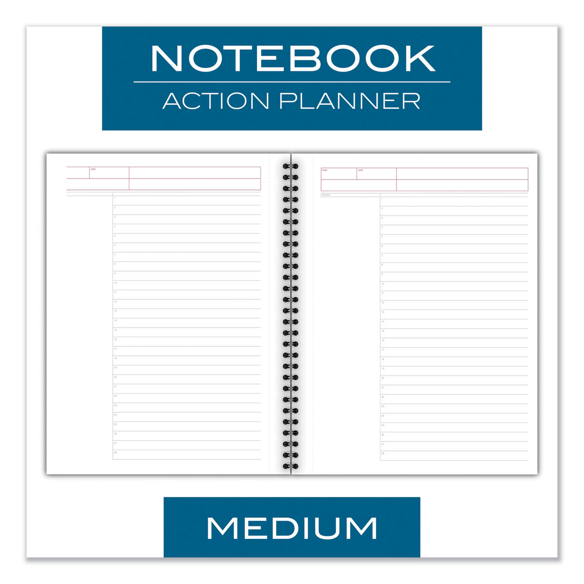 Wirebound Guided Action Planner Notebook, 1-Subject, Project-Management Format, Dark Gray Cover, (80) 9.5 x 7.5 Sheets