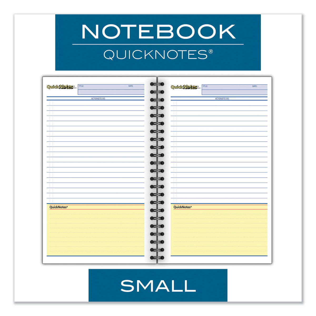 Wirebound Guided QuickNotes Notebook, 1-Subject, List-Management Format, Dark Gray Cover, (80) 8 x 5 Sheets