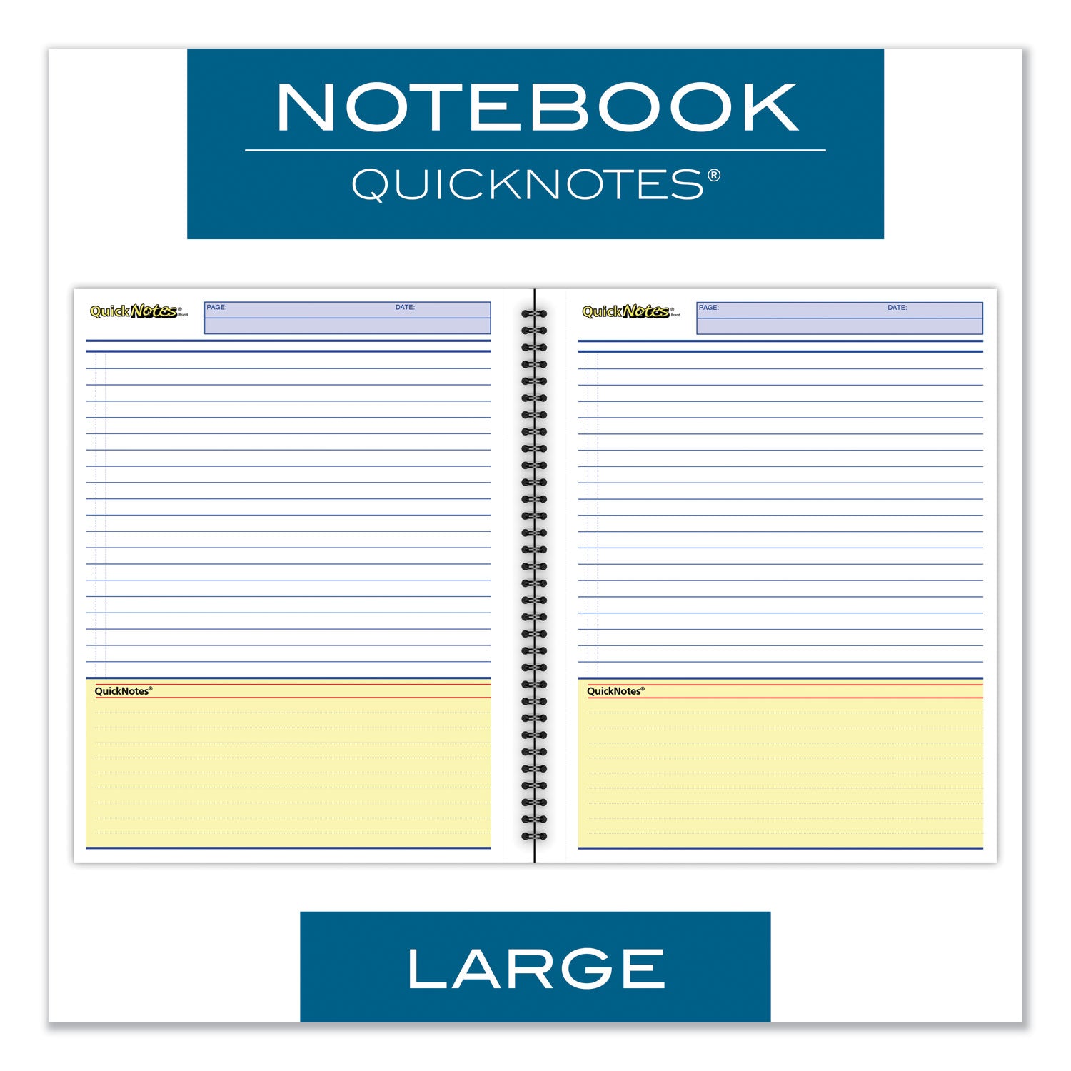Wirebound Guided QuickNotes Notebook, 1-Subject, List-Management Format, Dark Gray Cover, (80) 11 x 8.5 Sheets - 