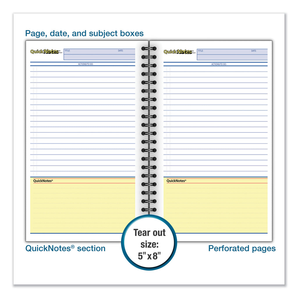 Wirebound Guided QuickNotes Notebook, 1-Subject, List-Management Format, Dark Gray Cover, (80) 8 x 5 Sheets
