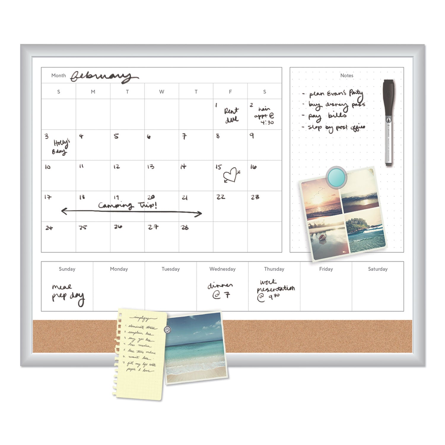 4n1-magnetic-dry-erase-combo-board-23-x-17-tan-white-surface-silver-aluminum-frame_ubr3890u0001 - 2