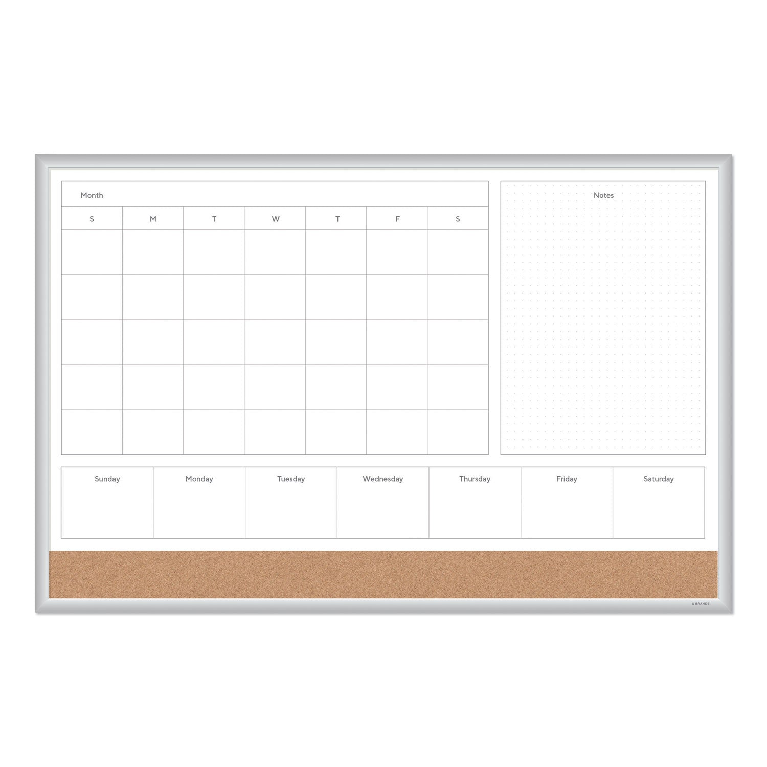 4N1 Magnetic Dry Erase Combo Board, 35 x 23, Tan/White Surface, Silver Aluminum Frame