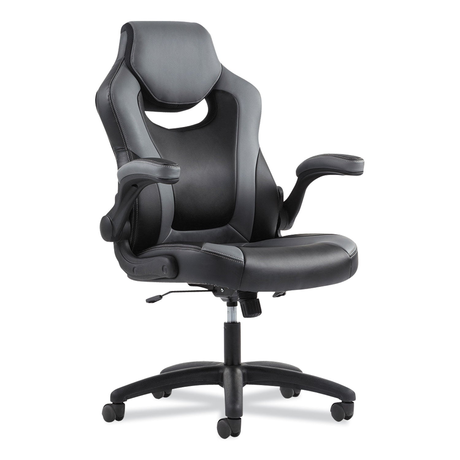 9-one-one-high-back-racing-style-chair-with-flip-up-arms-supports-up-to-225-lb-black-seat-gray-back-black-base_bsxvst911 - 1