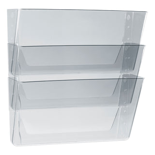 Wall File, 3 Sections, Legal Size 16" x 4" x 14", Clear, 3/Set - 
