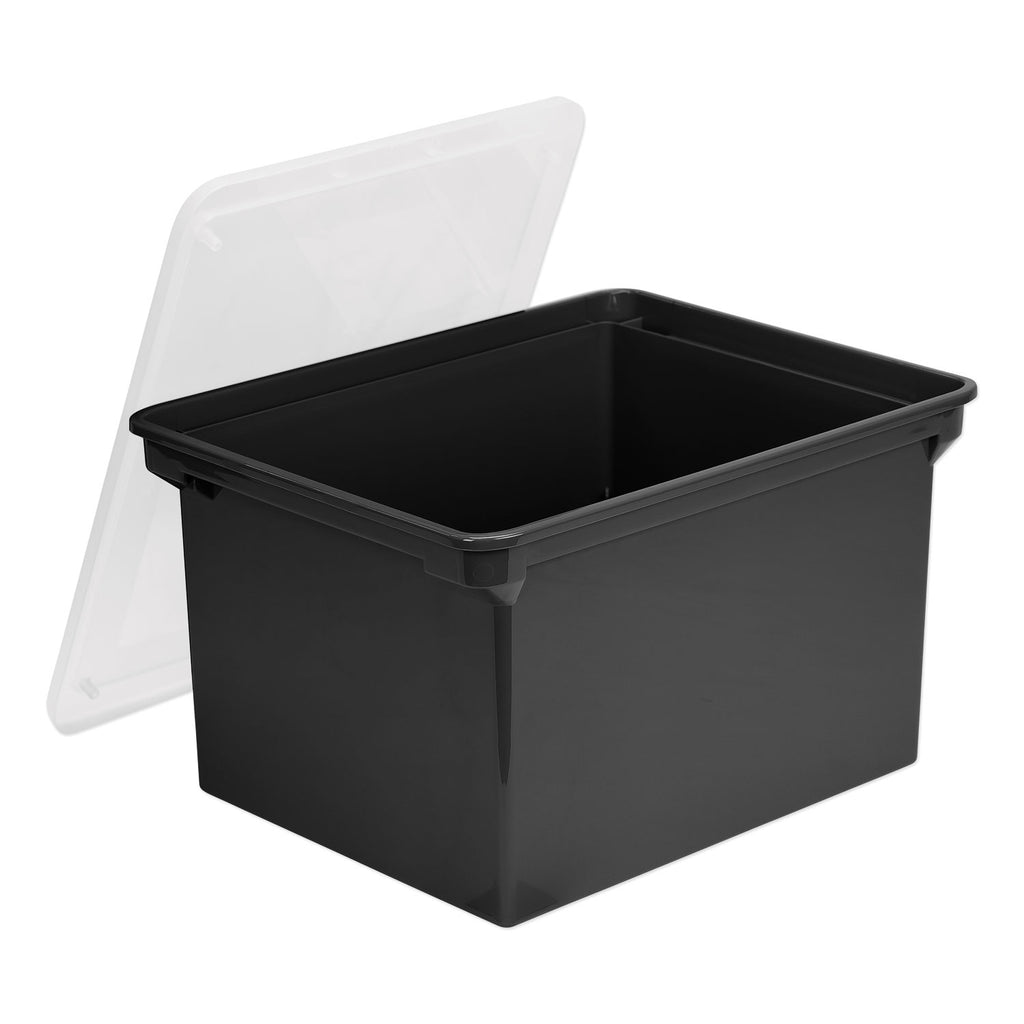 Plastic File Tote, Letter/Legal Files, 18.5" x 14.25" x 10.88", Black/Clear - 
