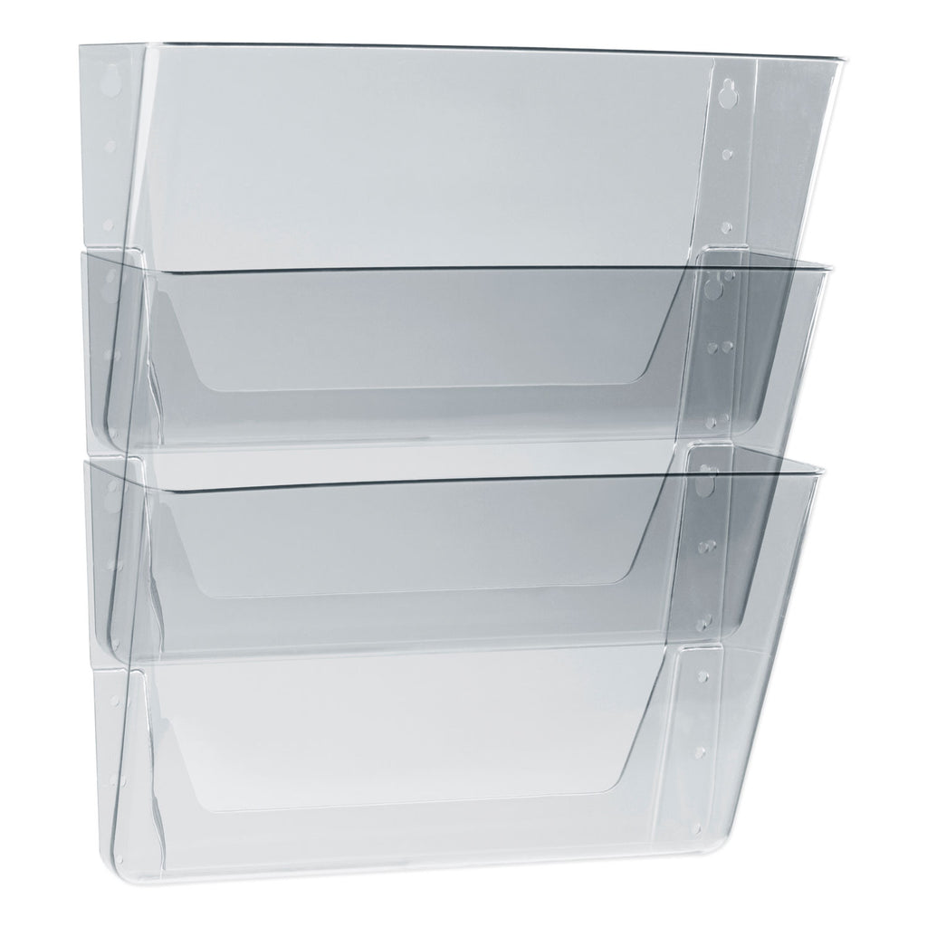 Wall File, 3 Sections, Letter Size, 13" x 4" x 14", Clear, 3/Set - 